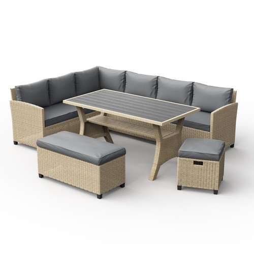 Rattan garden furniture set - garden,